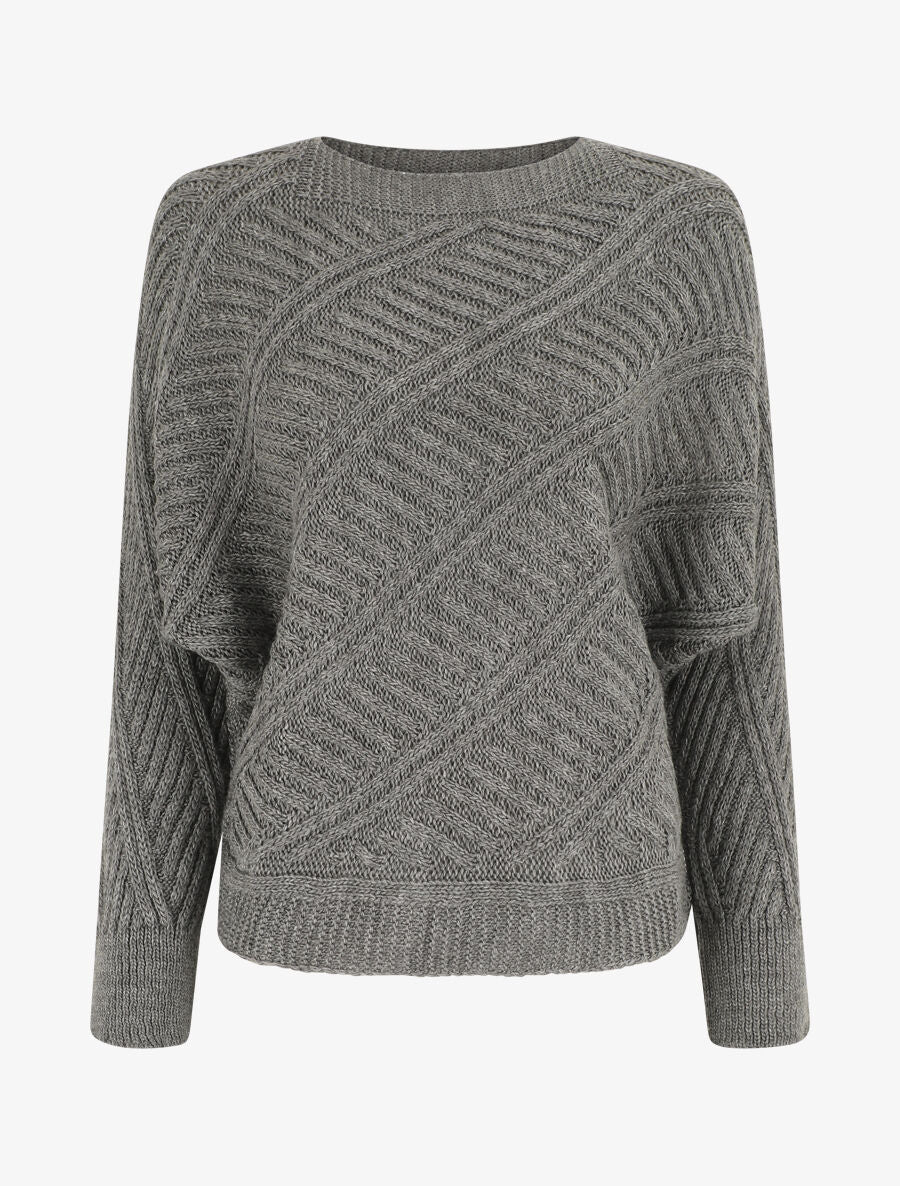 Pull droit uni à col bateau - Gris - 4