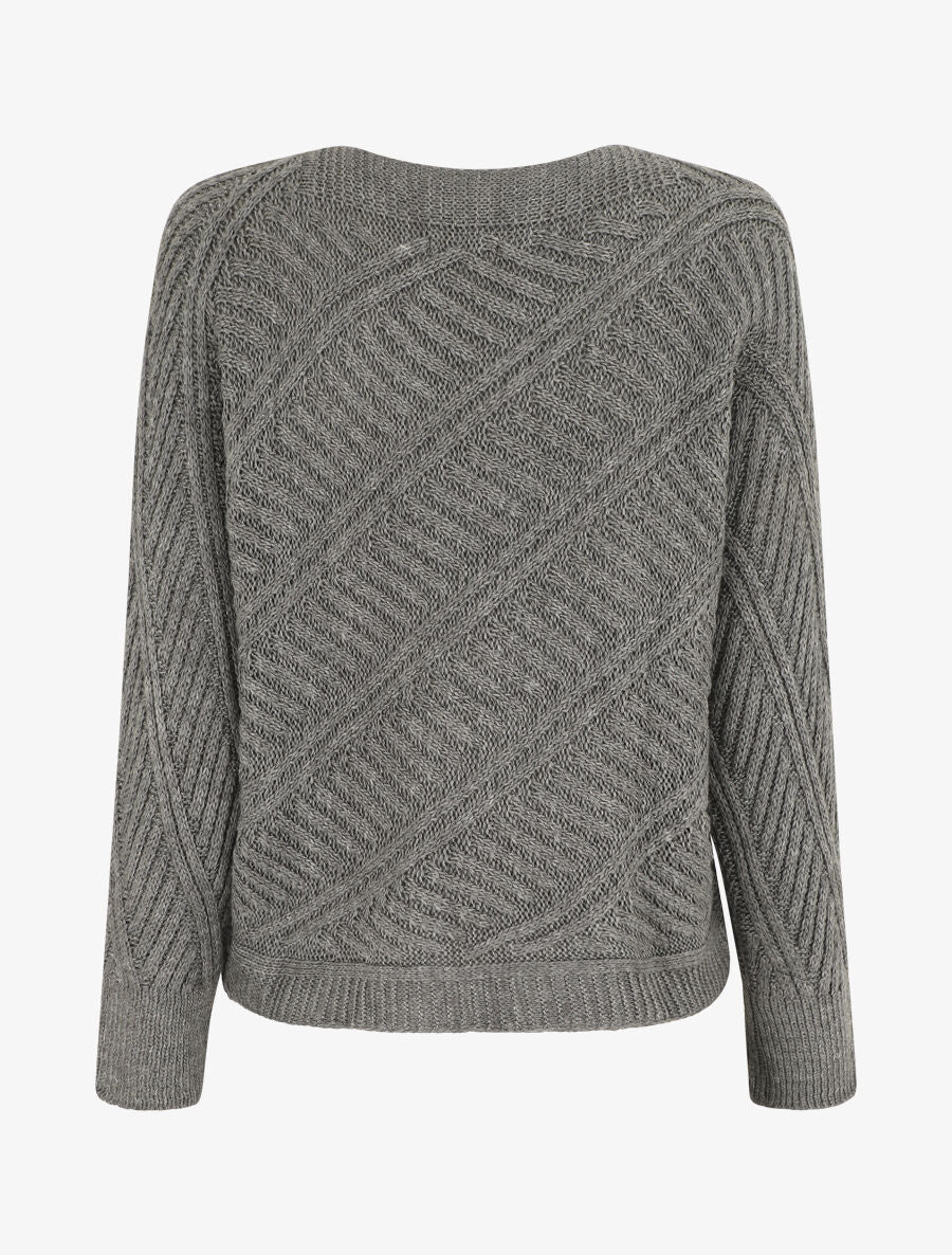 Pull droit uni à col bateau - Gris - 2