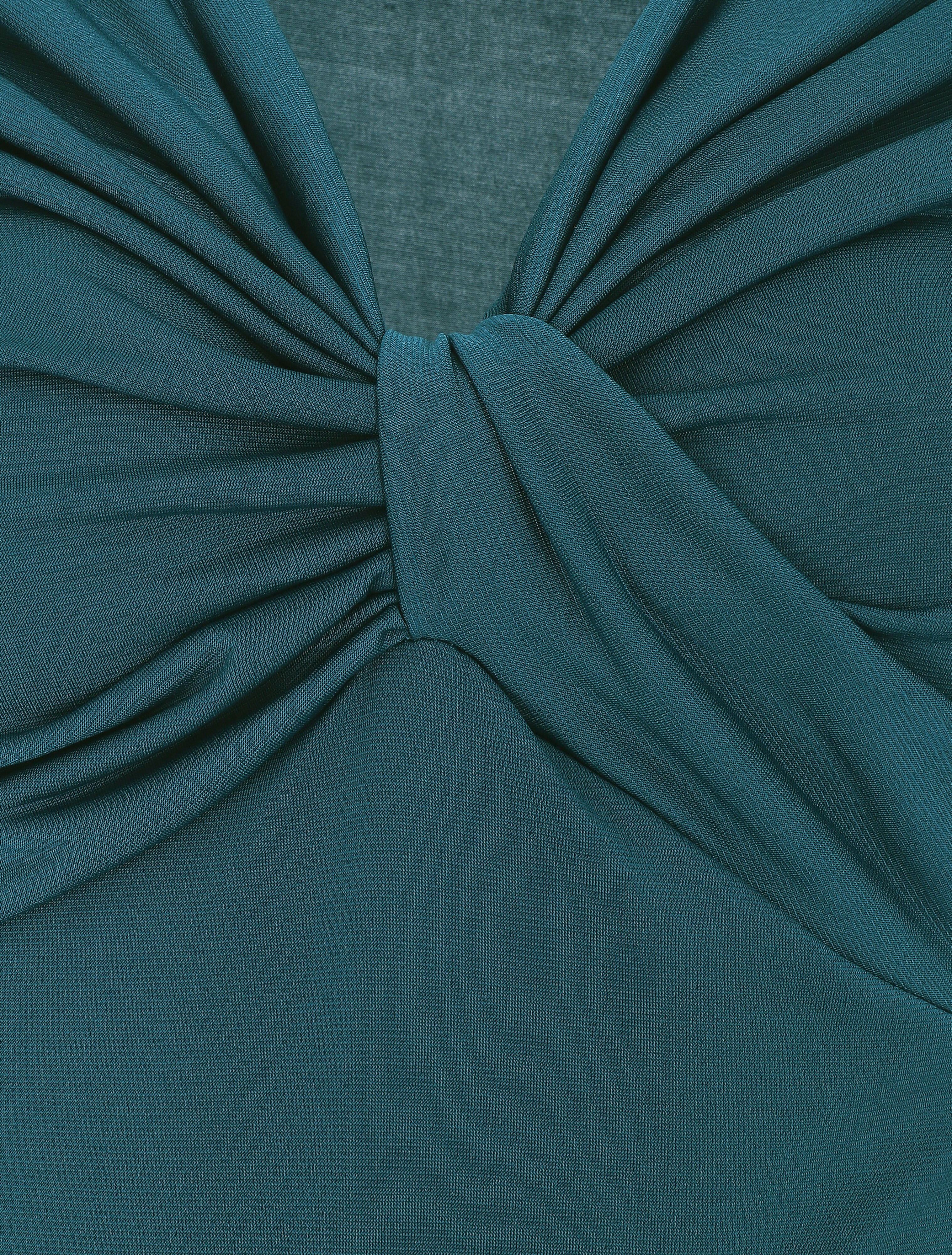 Body uni à col V drapé - Bleu canard - 3