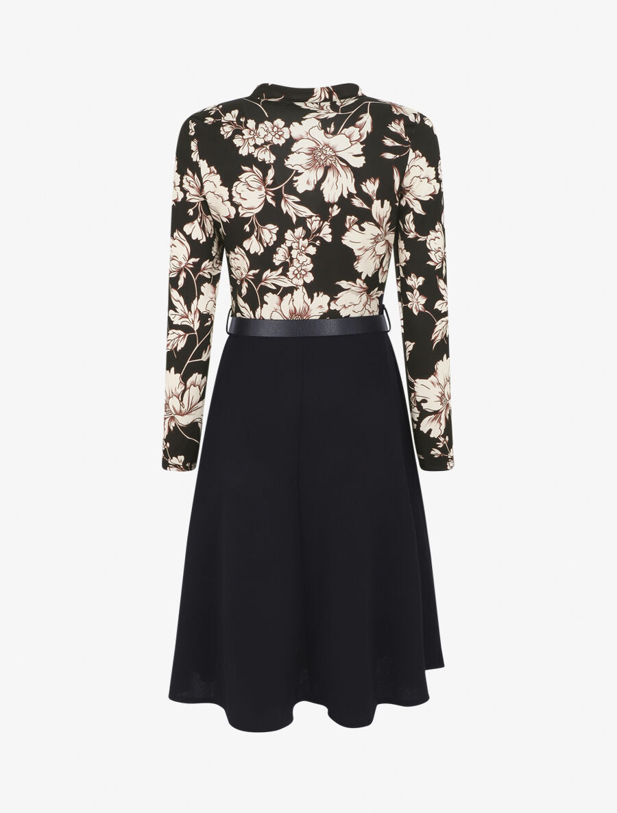 Robe bicolore imprimé fleurs - Noir - 2