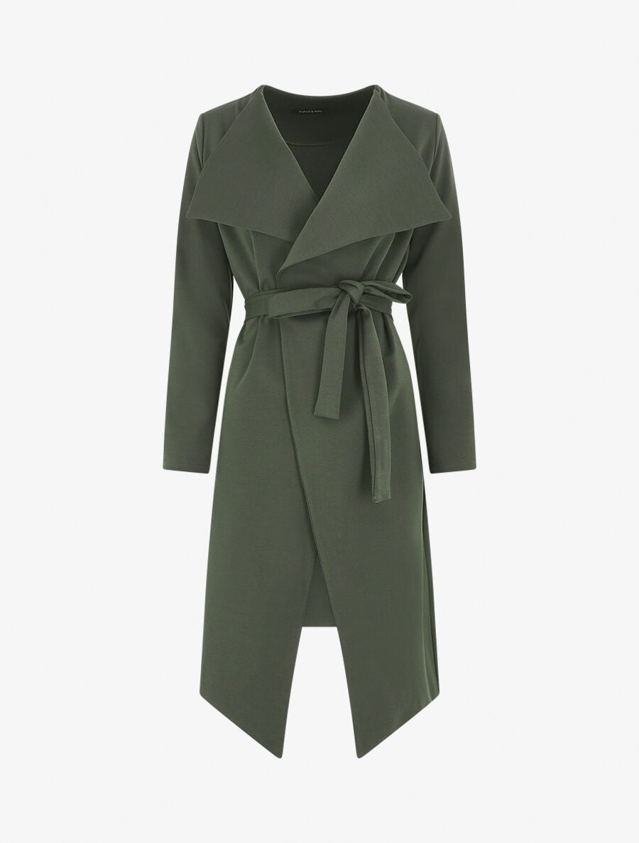 Veste longue ceinturée - Kaki - 4