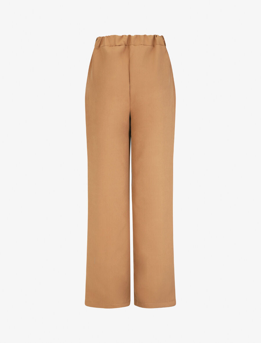 Pantalon droit uni taille haute - Camel - 2