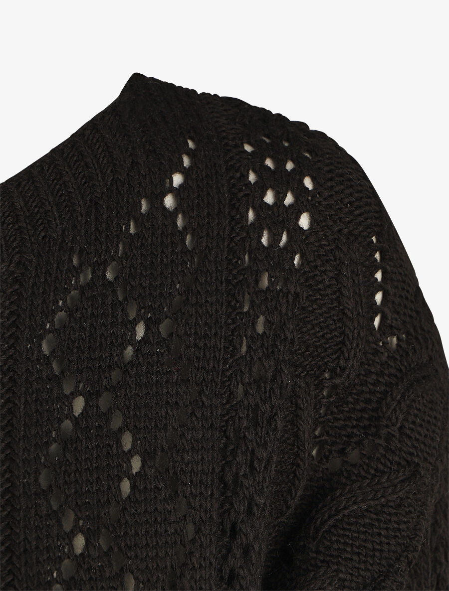 Pull droit uni col bateau - Noir - 3