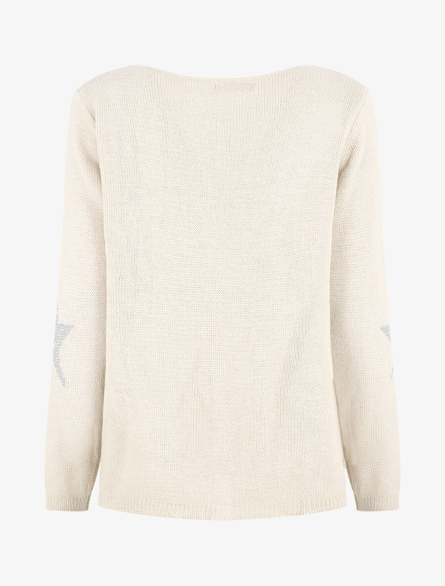 Pull droit motif étoiles - Beige - 2