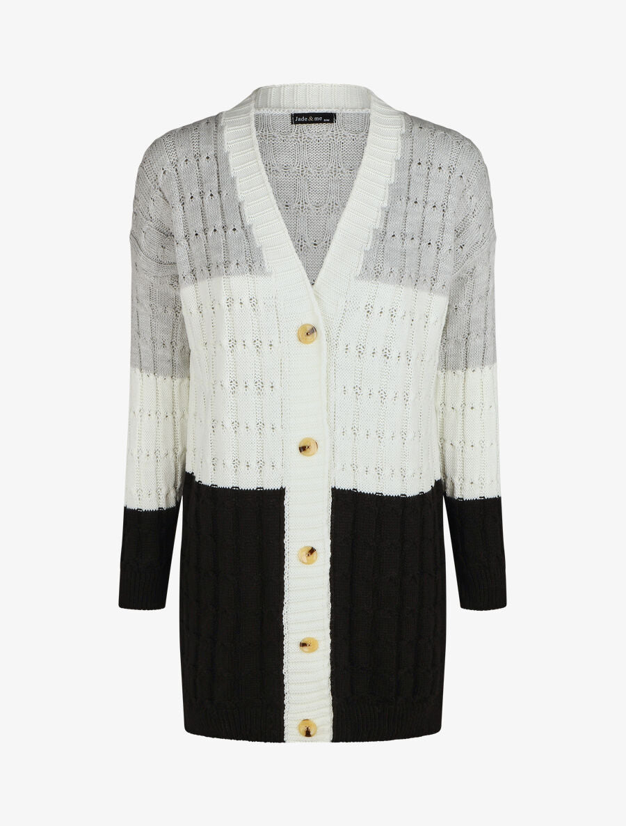 Gilet mi-long motif rayé - Gris clair - 4