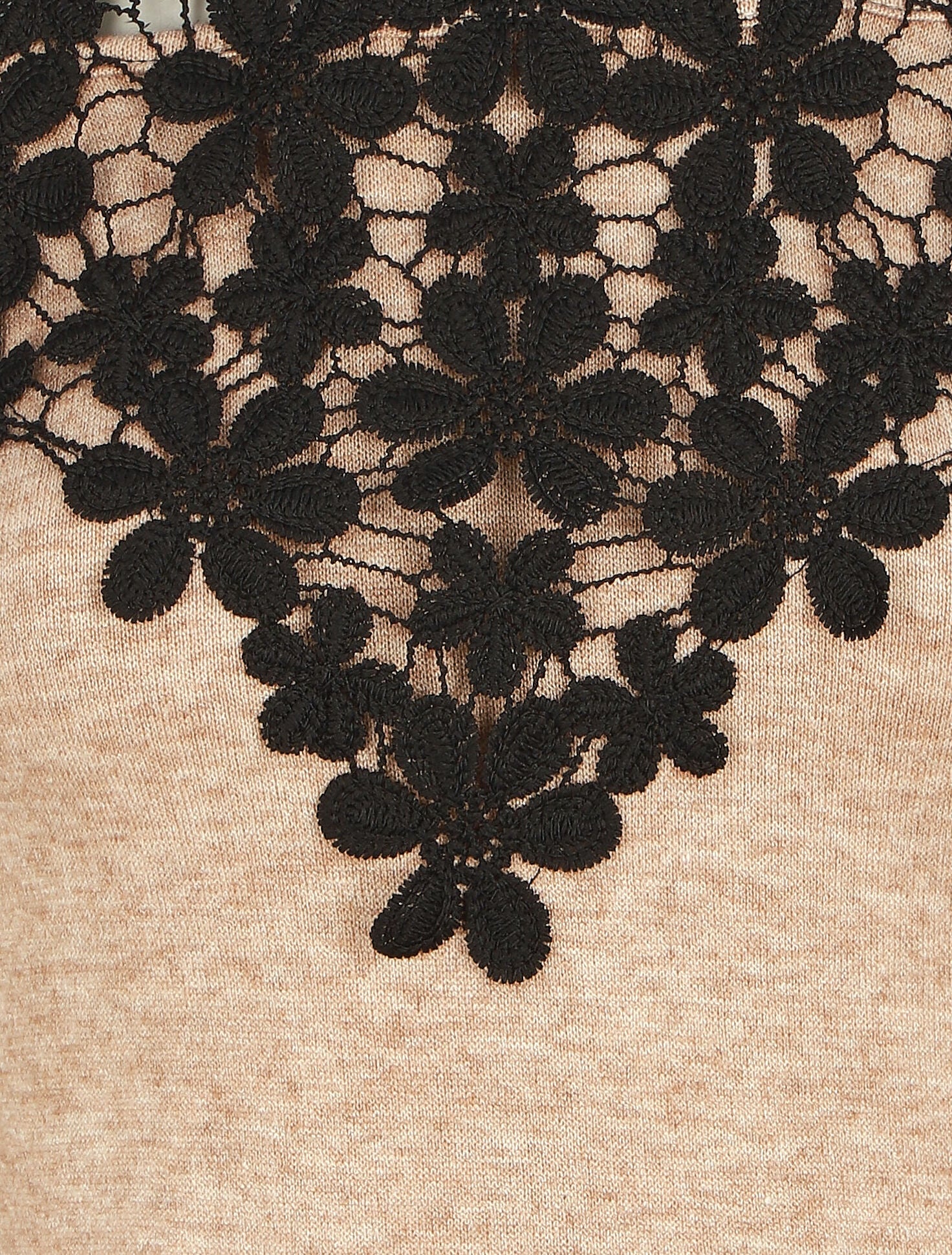 Pull droit à épaules dénudées et crochet - Beige - 3