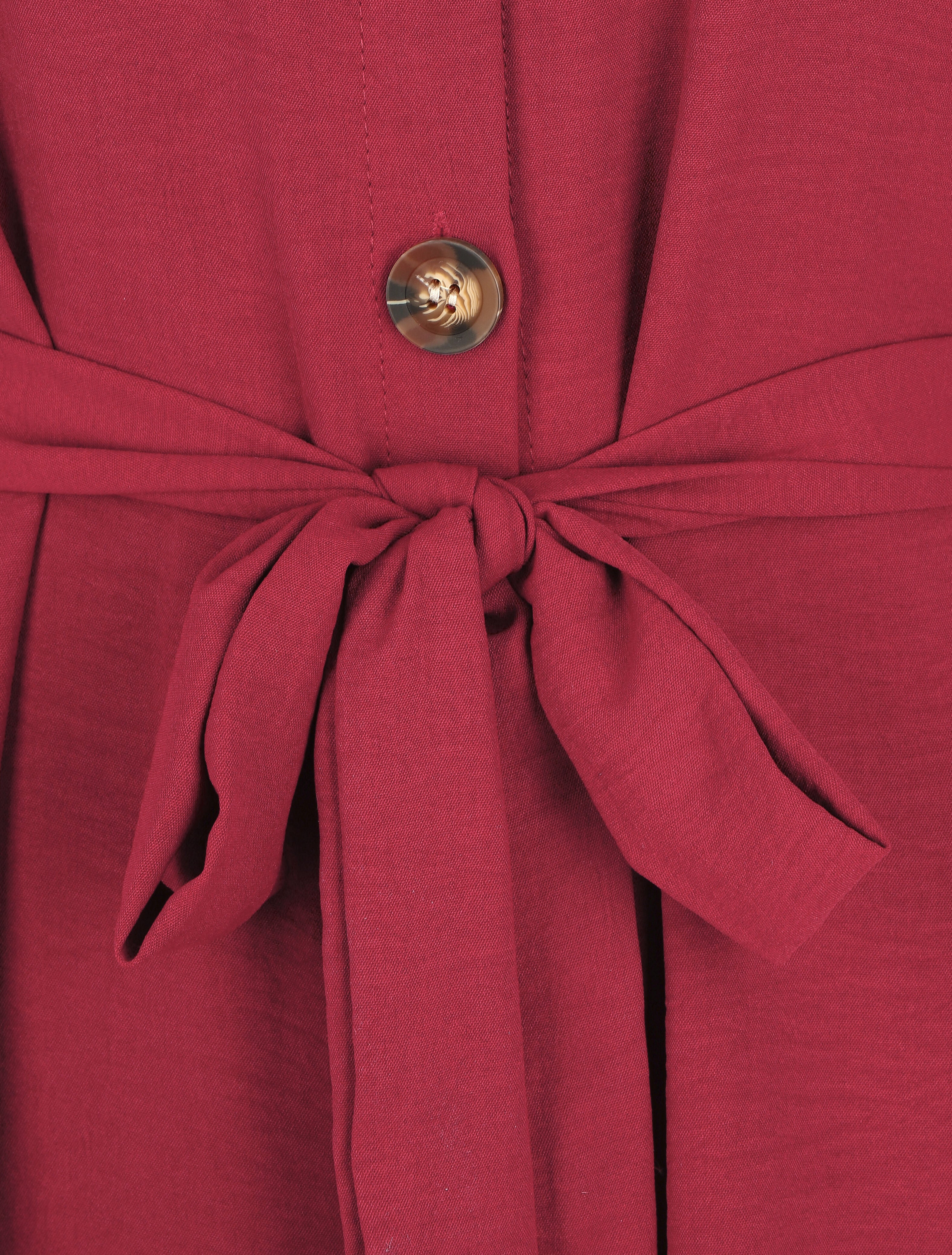 Robe chemise unie manches longues - Bordeaux - 3