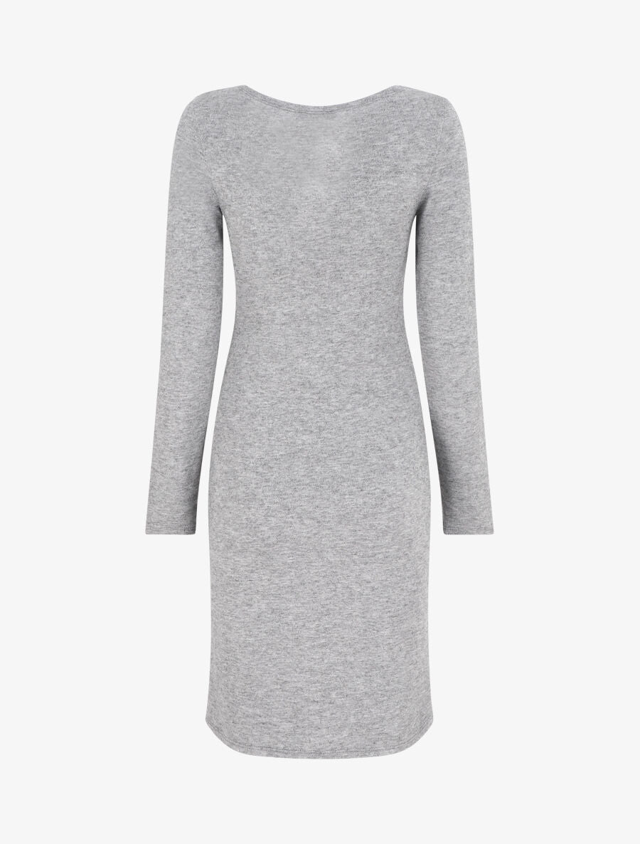 Robe droite mi-longue col V - Gris - 2