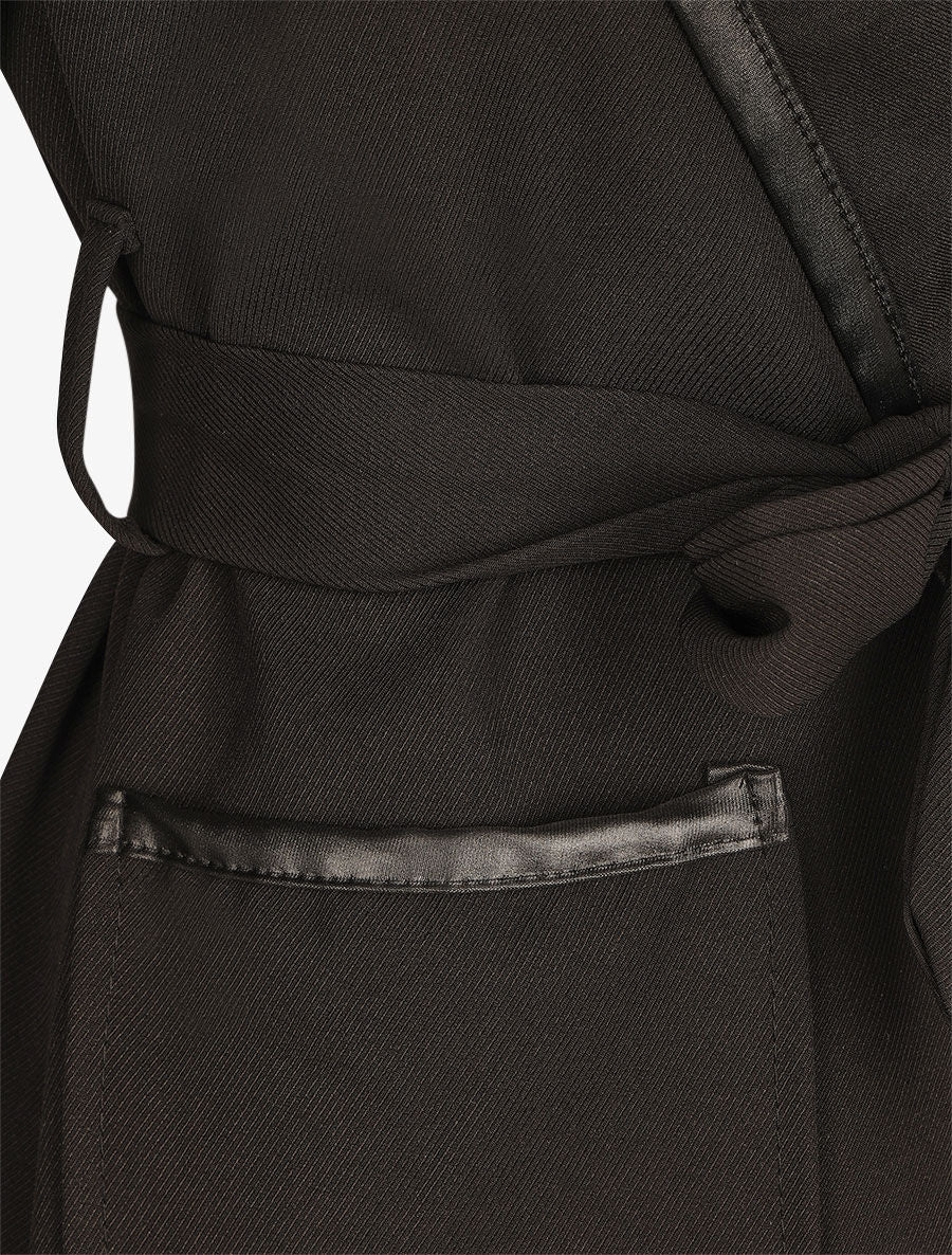 Veste longue à capuche coupe droite - Noir - 3