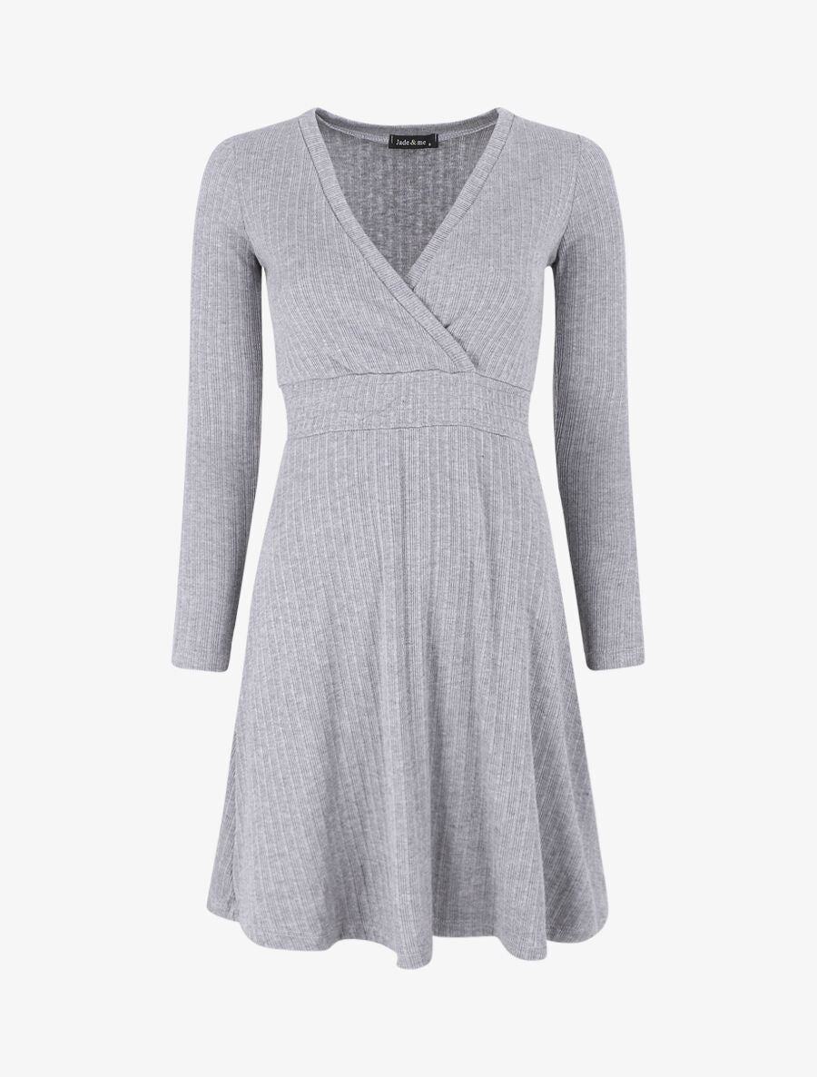 Robe pull uni coupe patineuse - Gris - 4