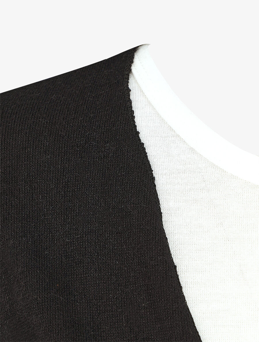 Ensemble gilet et t-shirt bicolore - Noir - 3