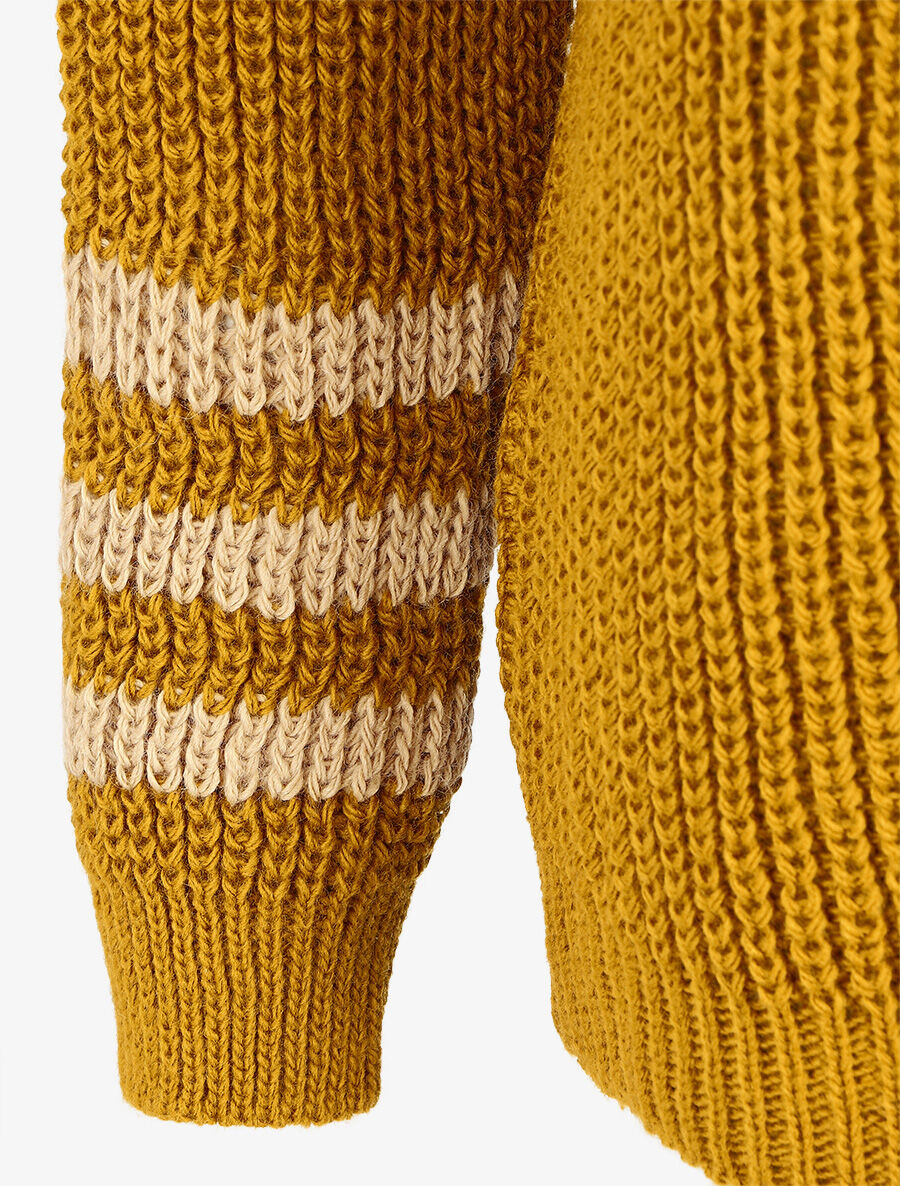 Pull en maille à col bateau - Jaune moutarde - 3