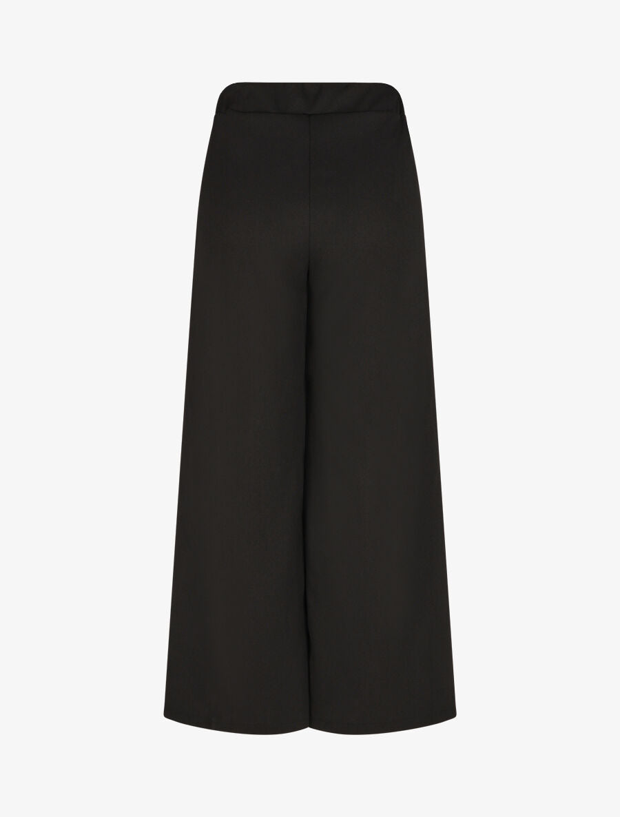 Pantalon ample taille haute à boucles - Noir - 2