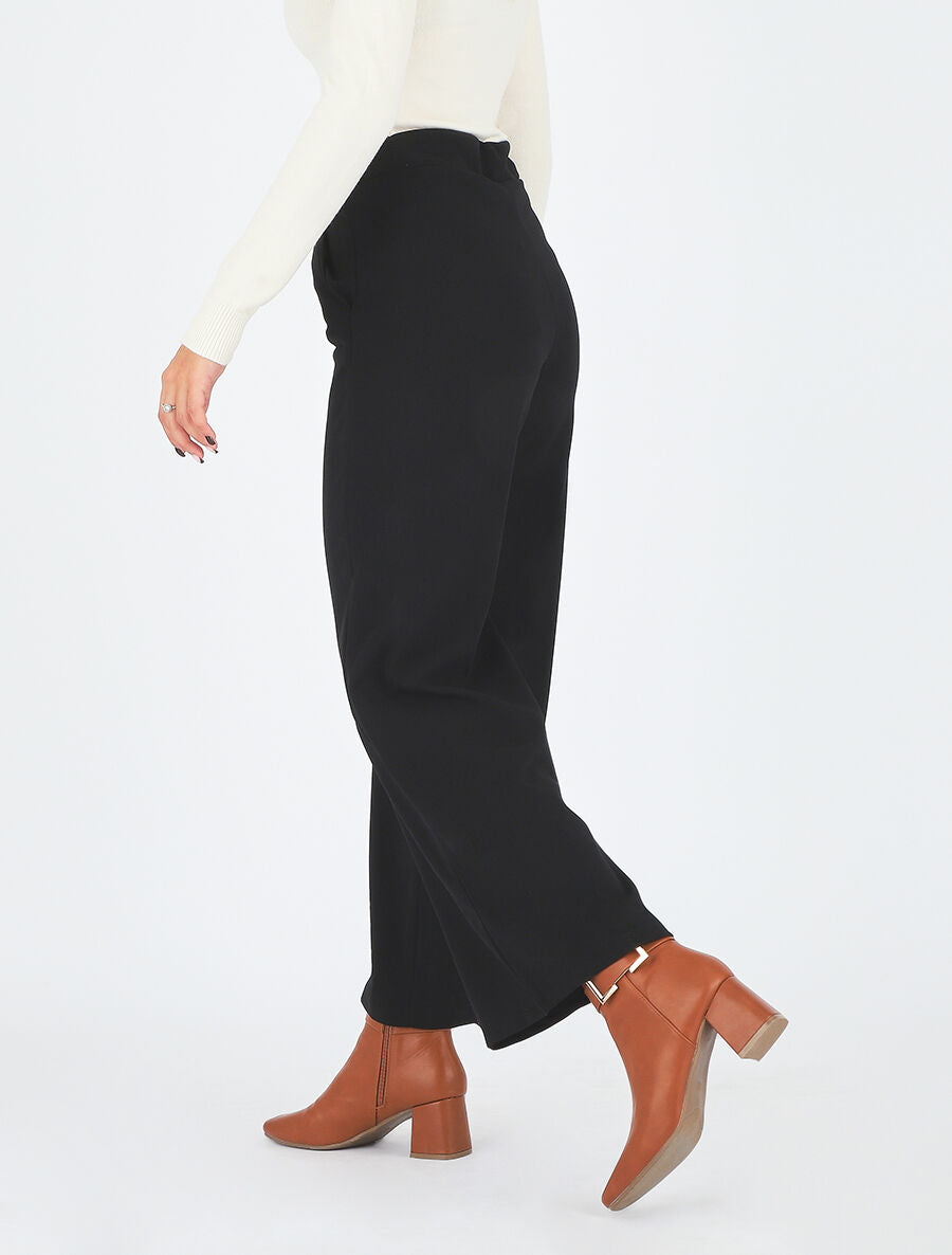 Pantalon ample taille haute à boucles - Noir - 5