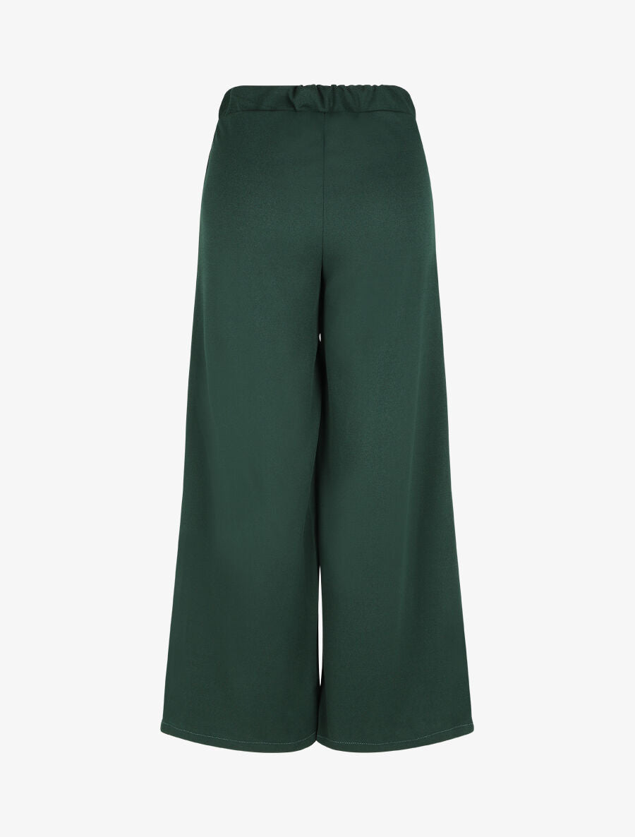 Pantalon ample taille haute à boucles - Vert foncé - 2