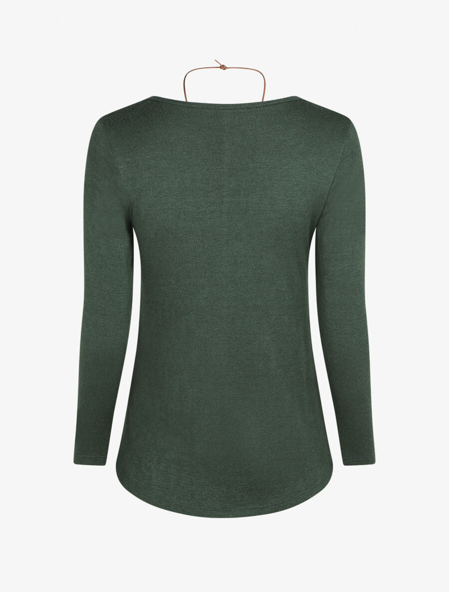 Pull droit drapé manches longues - Vert foncé - 2