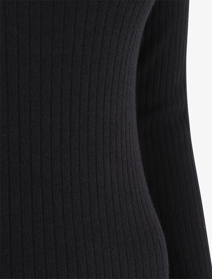 Robe pull moulante et côtelée - Noir - 3