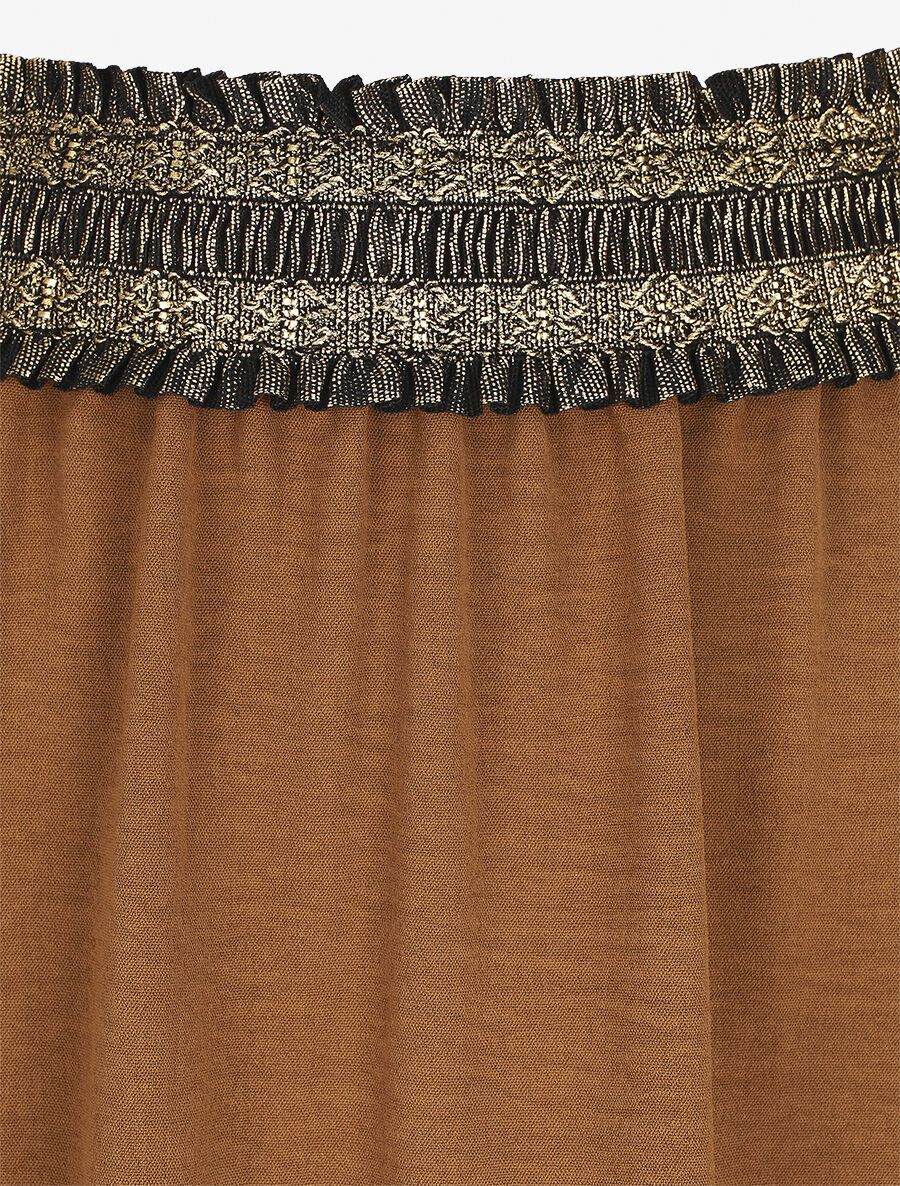 Jupe longue évasée taille haute irisée - Camel - 3