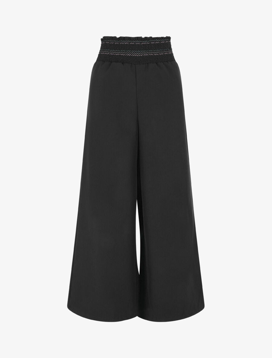 Pantalon ample uni élastiqué - Noir - 4