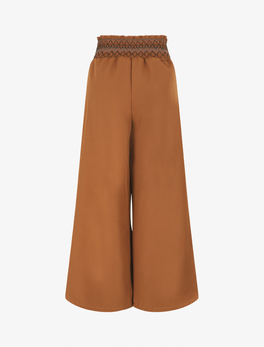 Pantalon ample uni élastiqué - Camel - 2