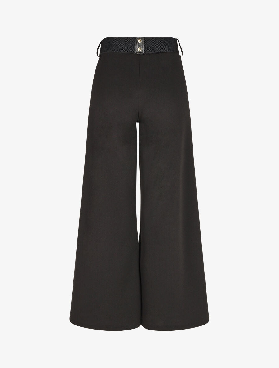 Pantalon ample taille haute uni - Noir - 2