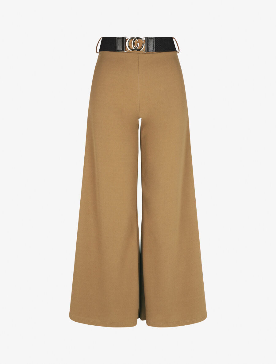 Pantalon ample taille haute uni - Camel - 4