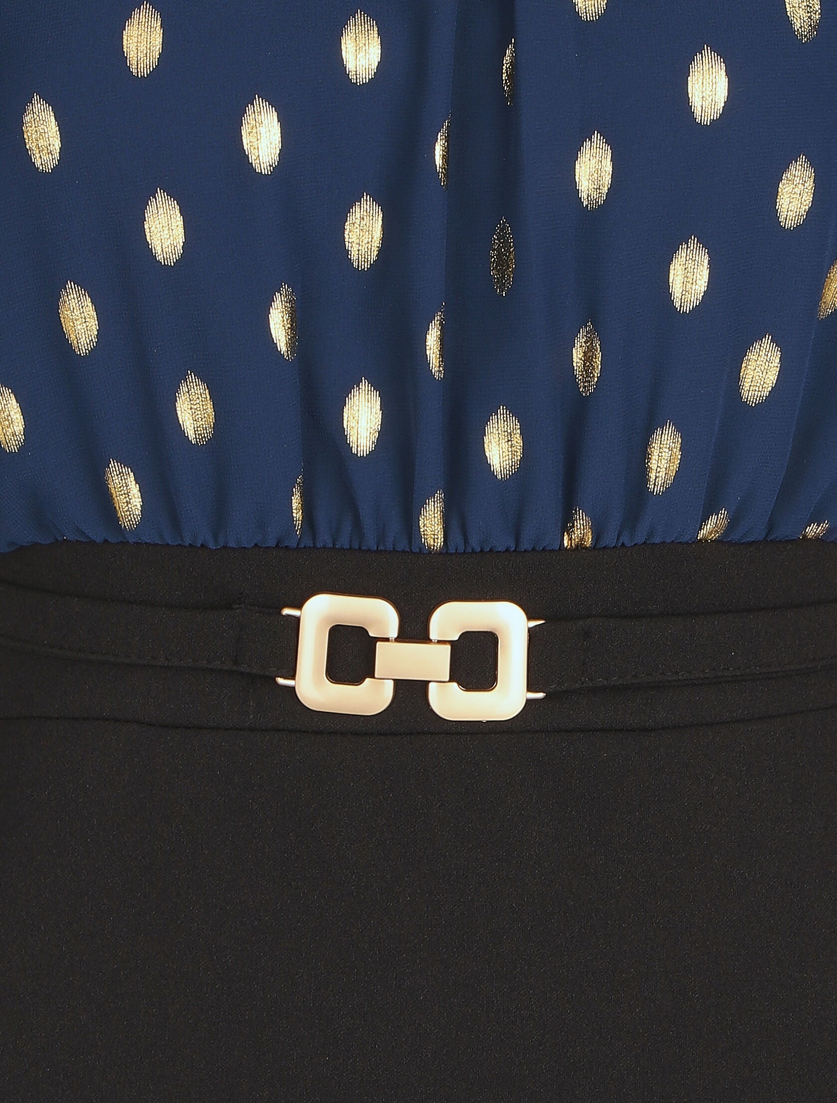 Robe droite bi-matière - Marine - 3