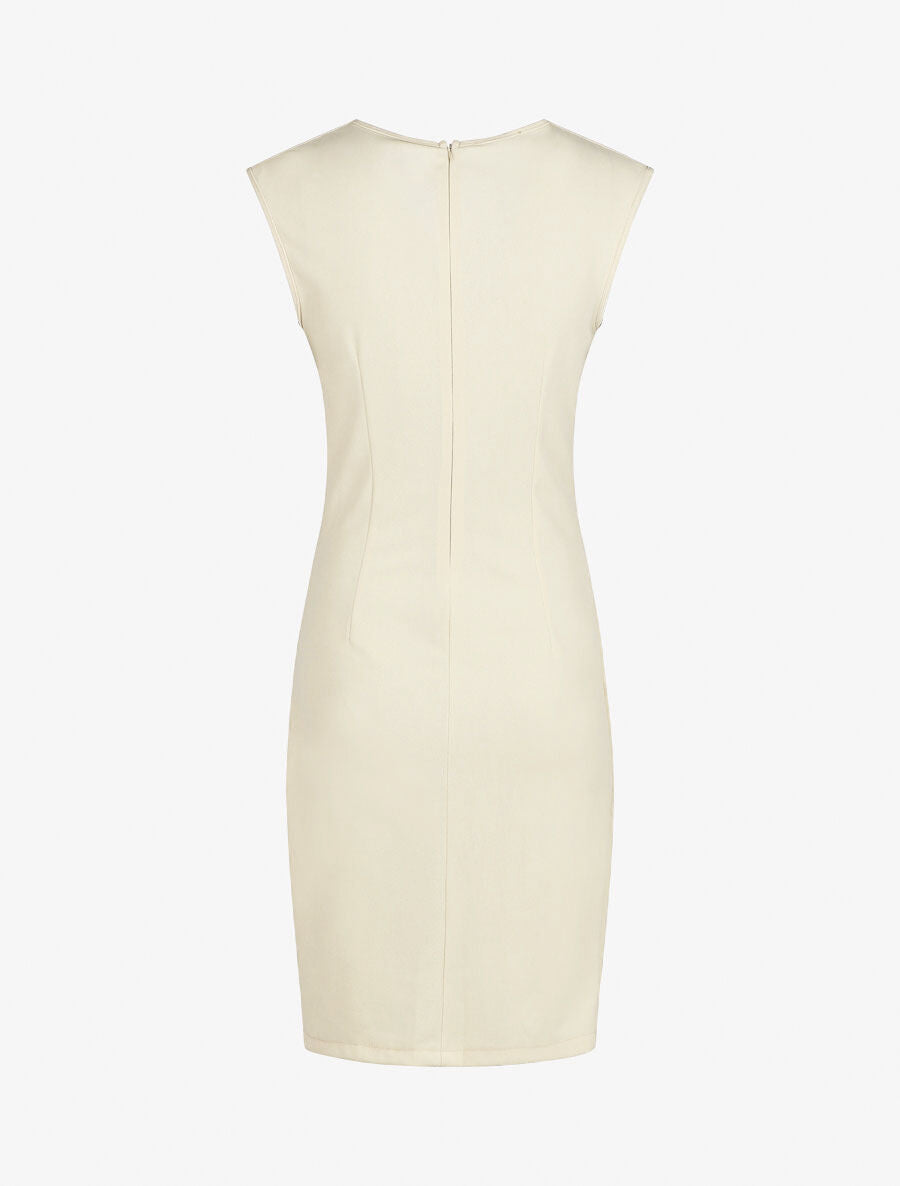 Robe fourreau uni et effet drapé - Beige - 2