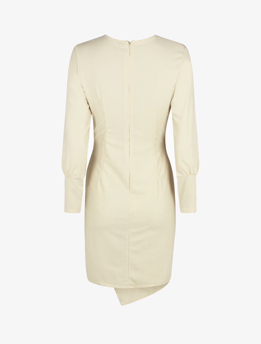 Robe droite unie effet drapé - Beige - 2