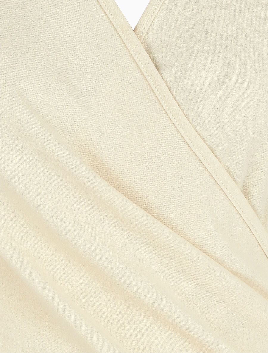 Robe droite unie effet drapé - Beige - 3