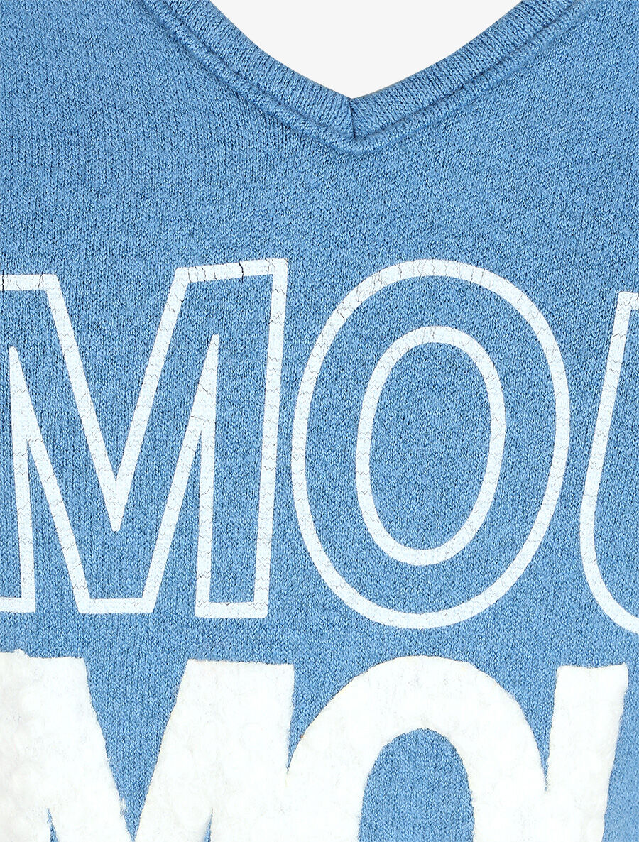 Pull droit inscription AMOUR - Bleu clair - 3