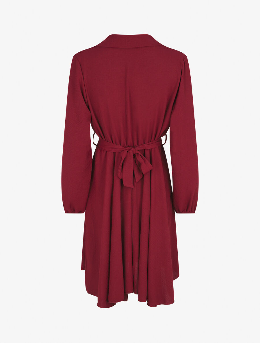 Robe chemise évasée unie - Bordeaux - 2