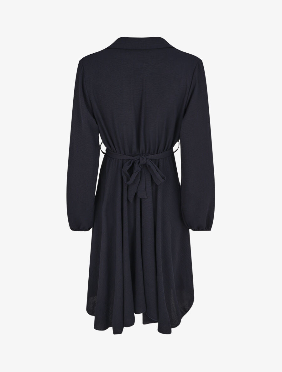Robe chemise évasée unie - Marine - 2
