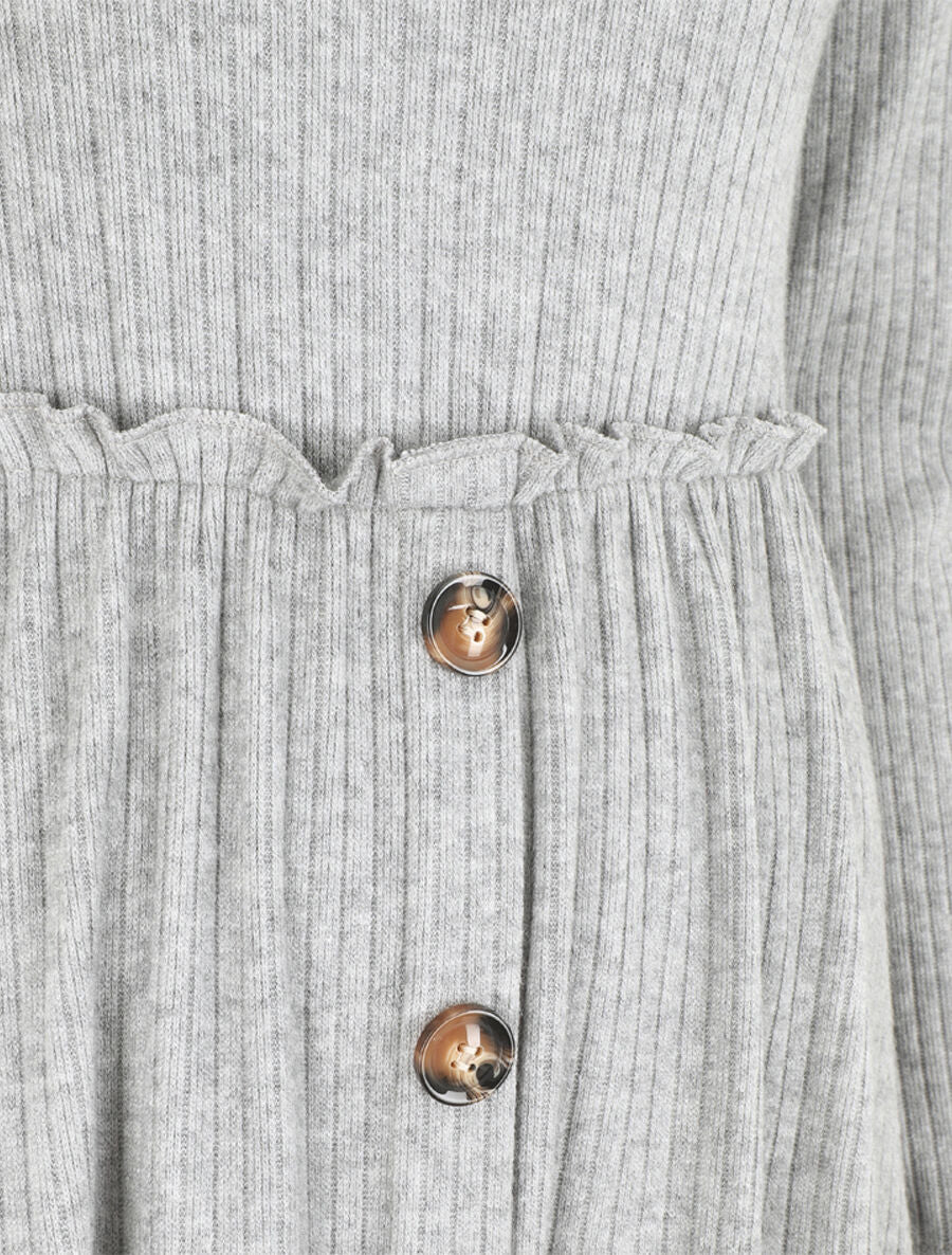 Robe pull longue unie - Gris clair - 3