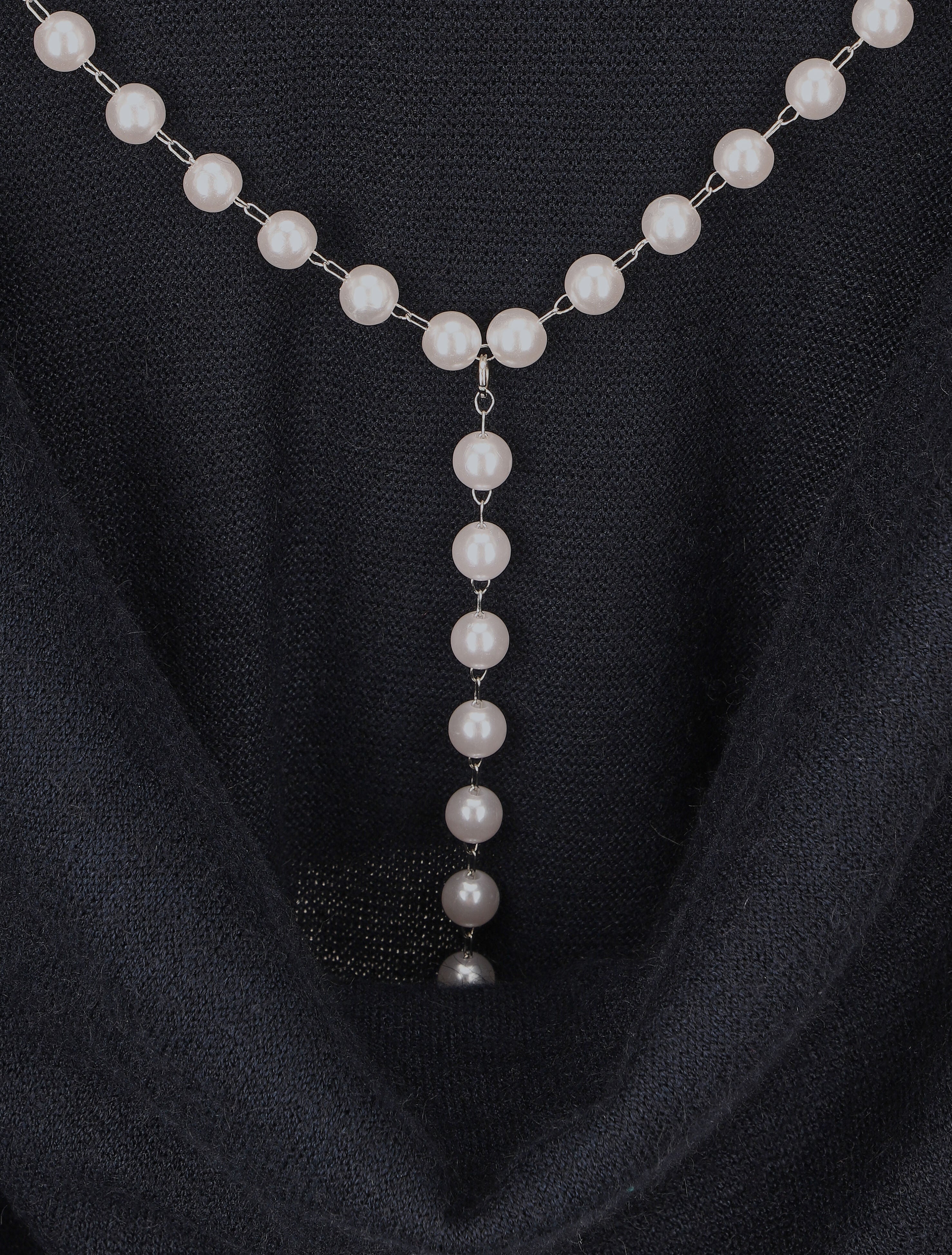 Pull loose dos nu bijou à perles - Marine - 3