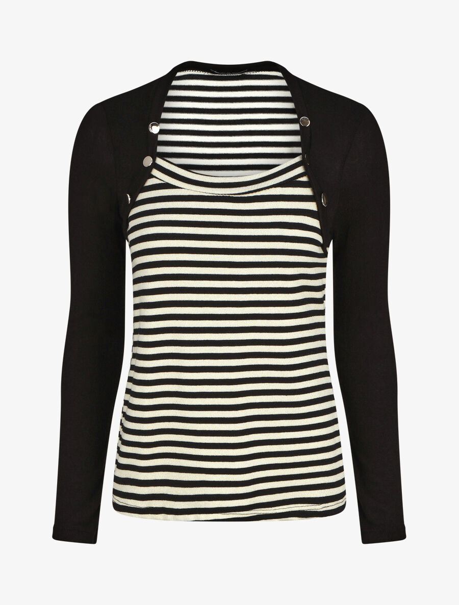 Pull rayé boléro en trompe l&