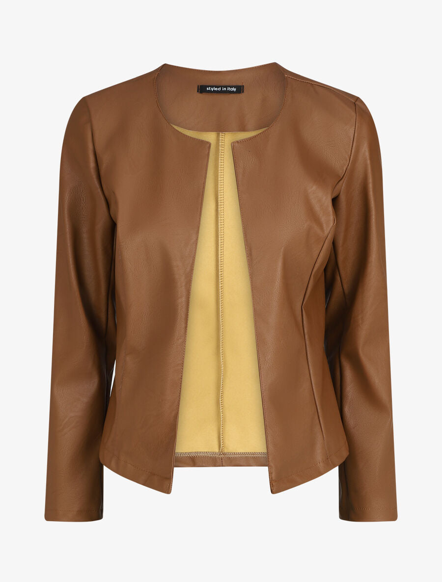 Veste classique en simili - Camel - 1
