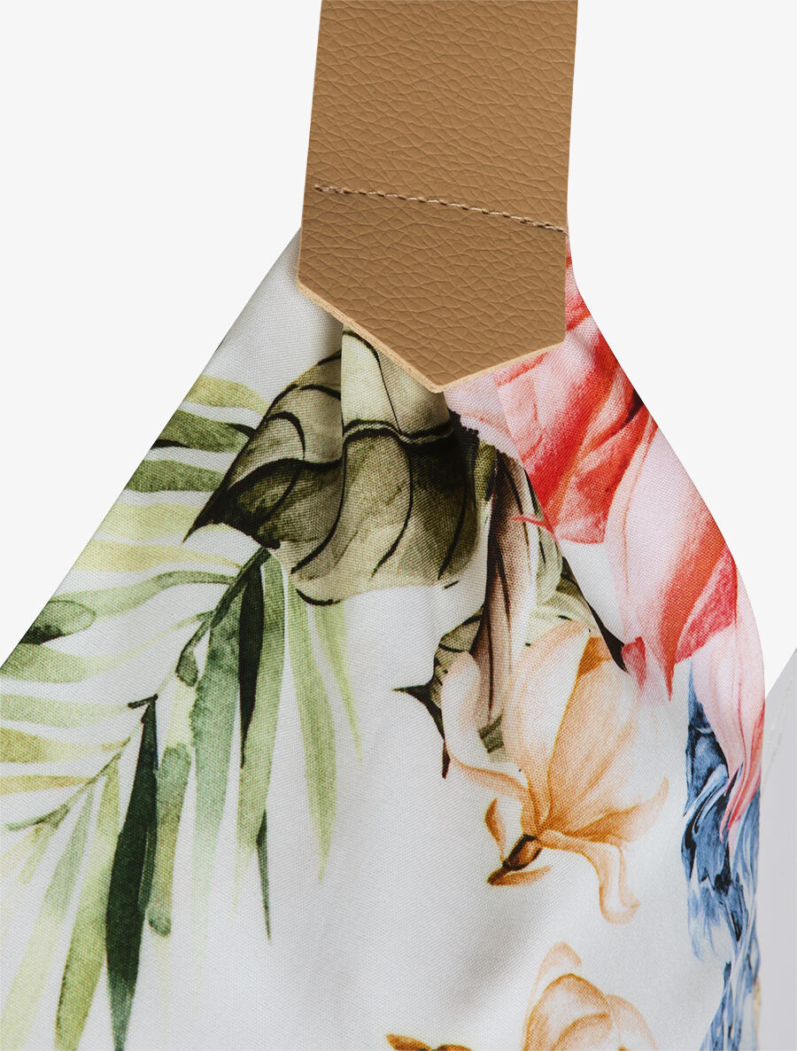 Robe patineuse courte imprimé fleuri à bretelles stylisées - Blanc - 3