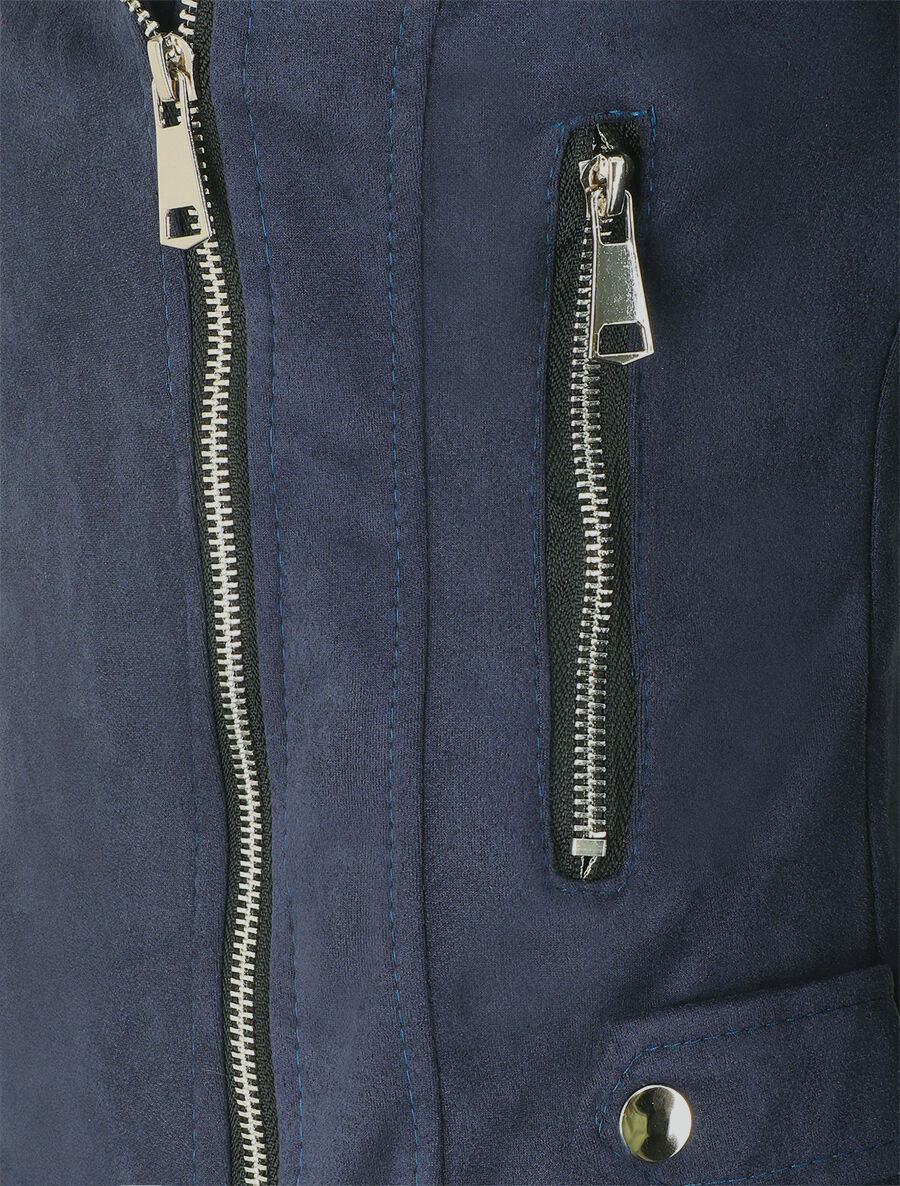 Veste en suédine style perfecto - Marine - 3
