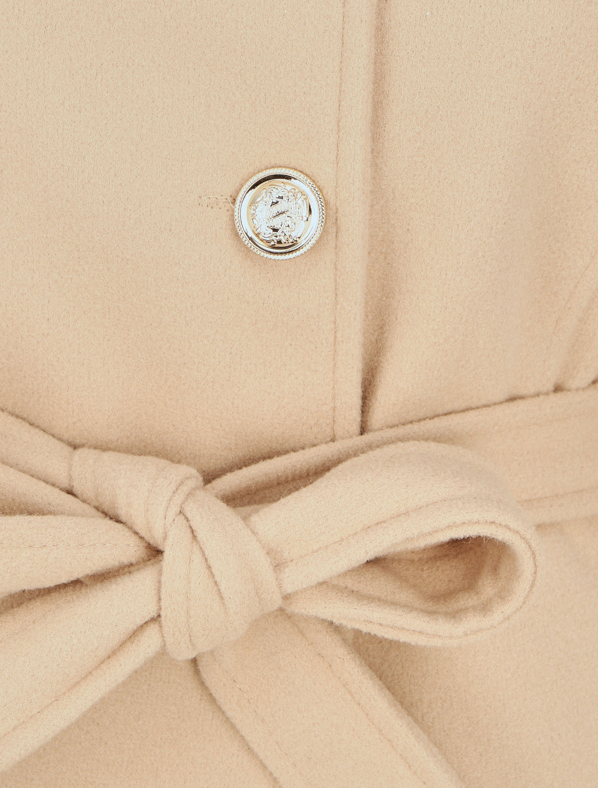 Manteau uni à boutons décoratifs - Beige - 3