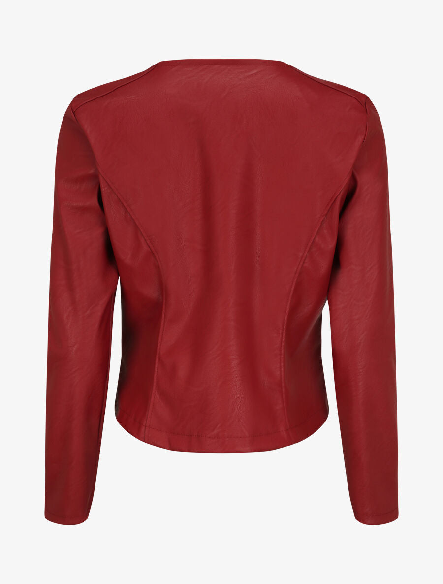 Veste en simili à fermeture zippée - Bordeaux - 2