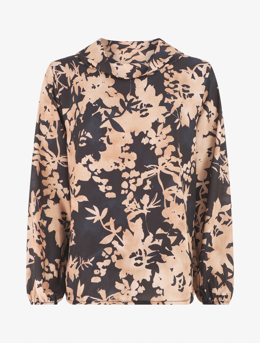 Top droit imprimé floral - Noir - 1