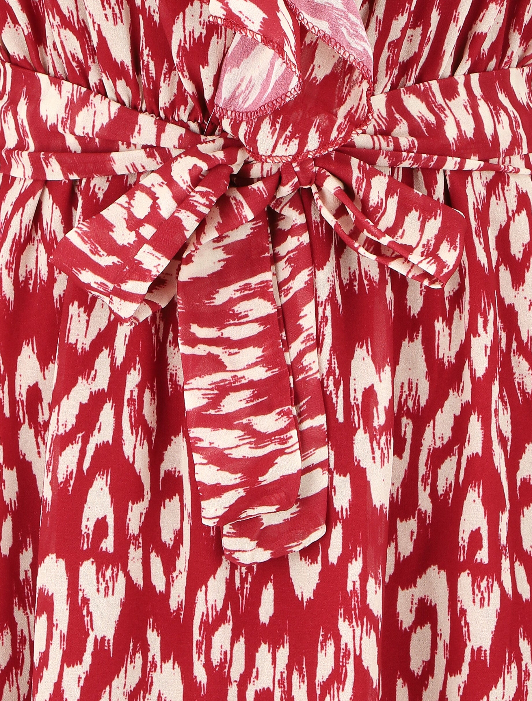 Robe imprimé à col volanté - Bordeaux - 3