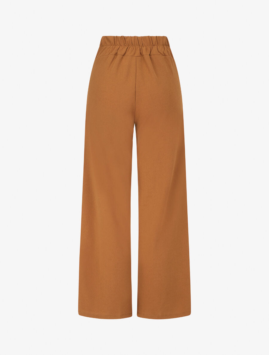 Pantalon droit taille haute ceinture fantaisie - Camel - 2