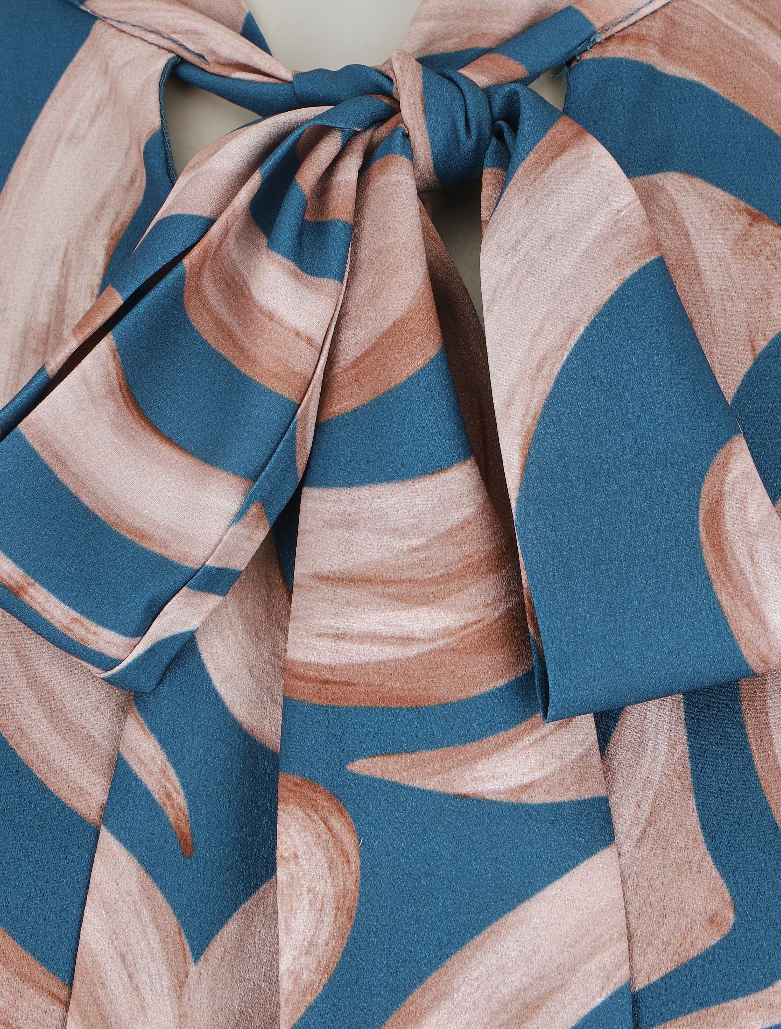 Blouse fluide à imprimé graphique - Bleu canard - 3