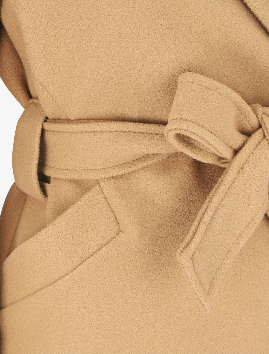 Manteau long uni ceinturé - Camel - 3