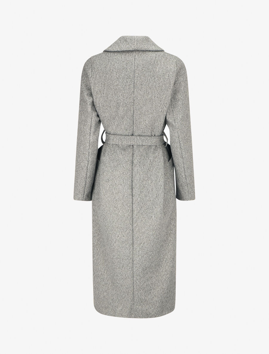 Manteau long uni ceinturé - Gris - 2