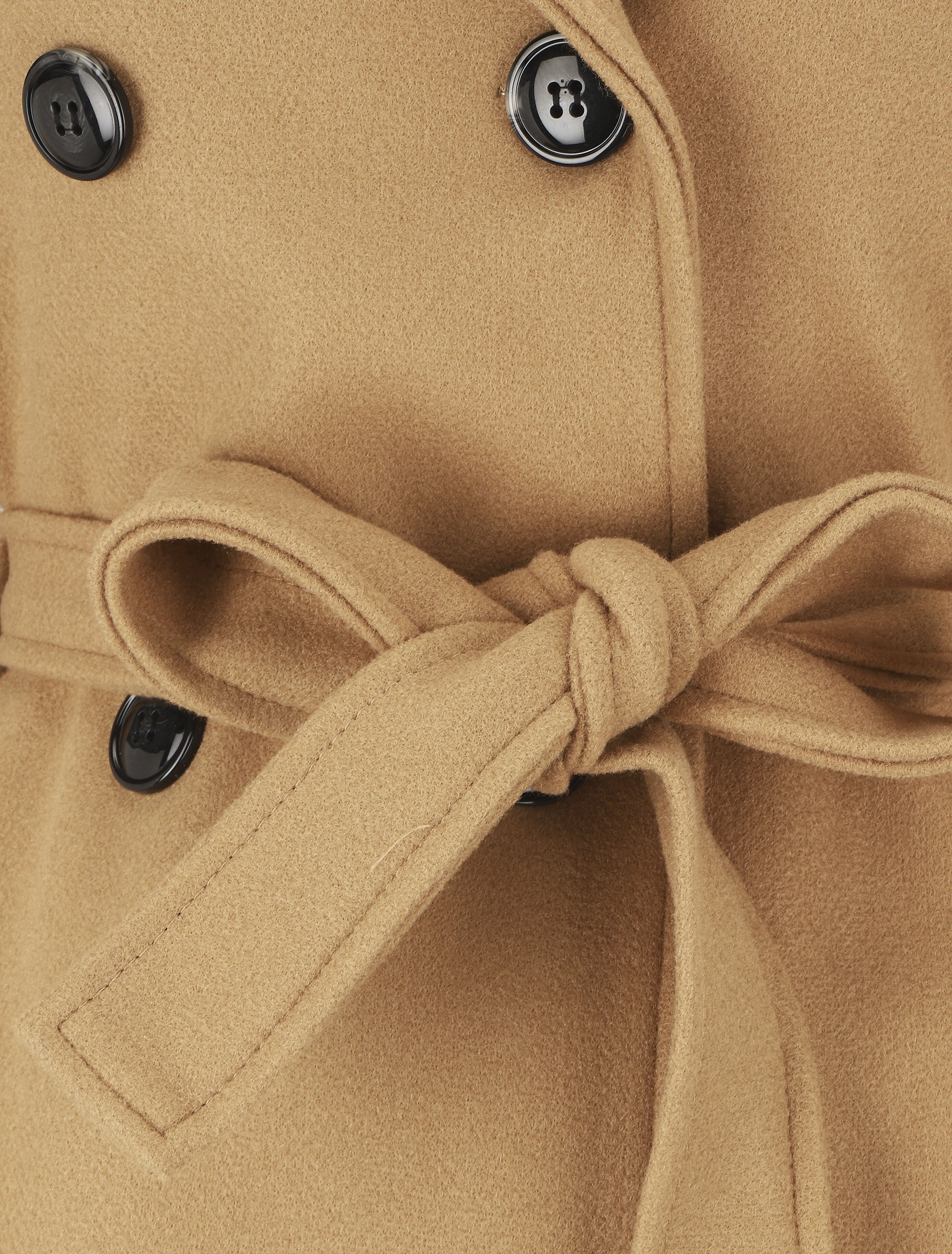 Manteau long ceinturé à capuche - Camel - 3