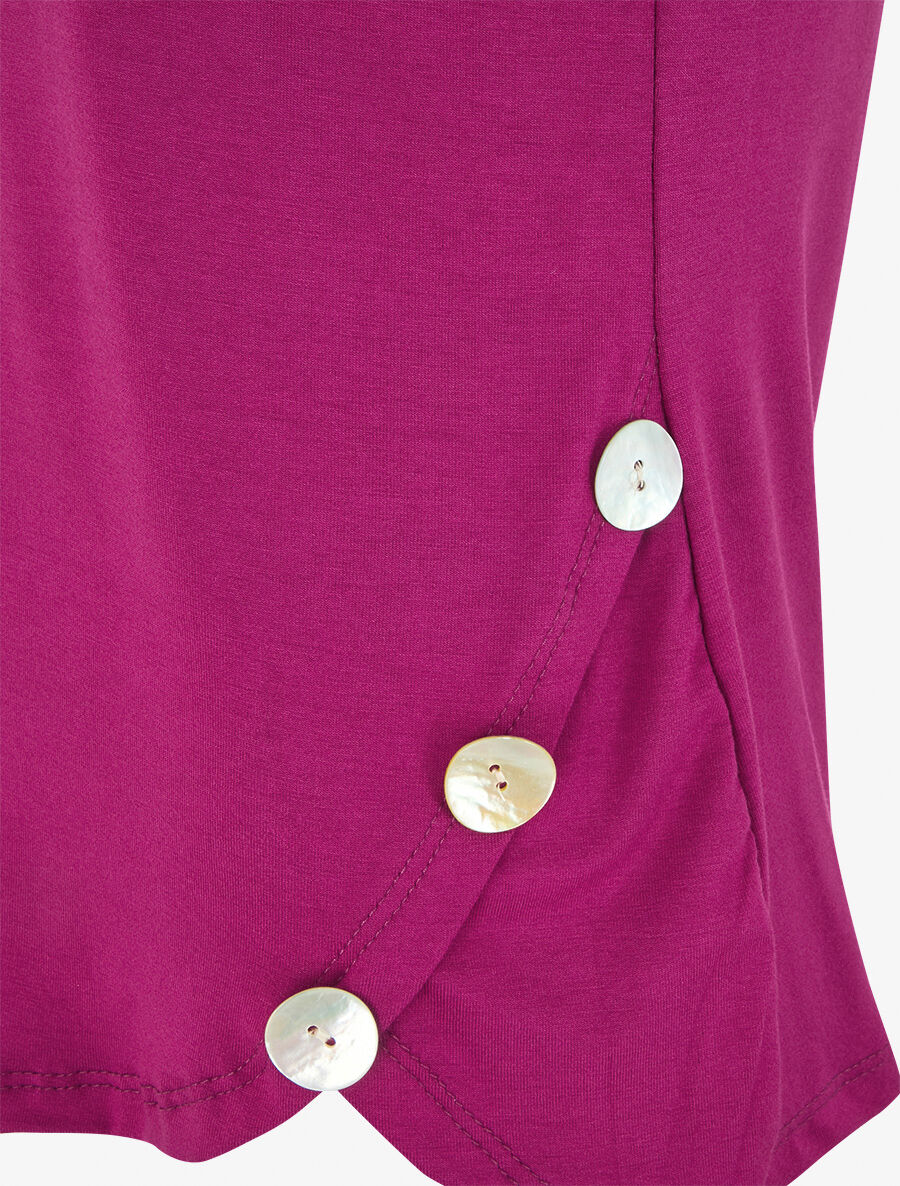 T-shirt à boutons décoratifs - Violet - 3