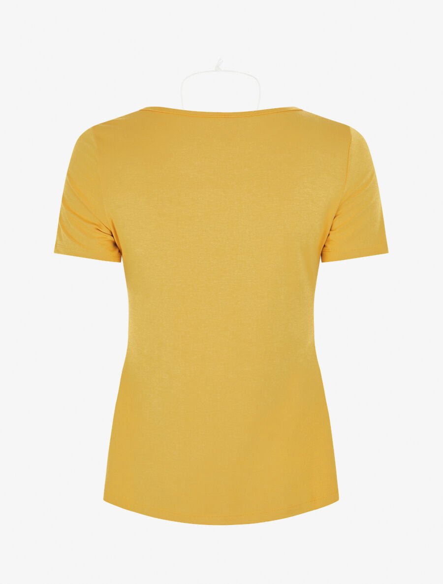 T-shirt à boutons décoratifs - Jaune - 2